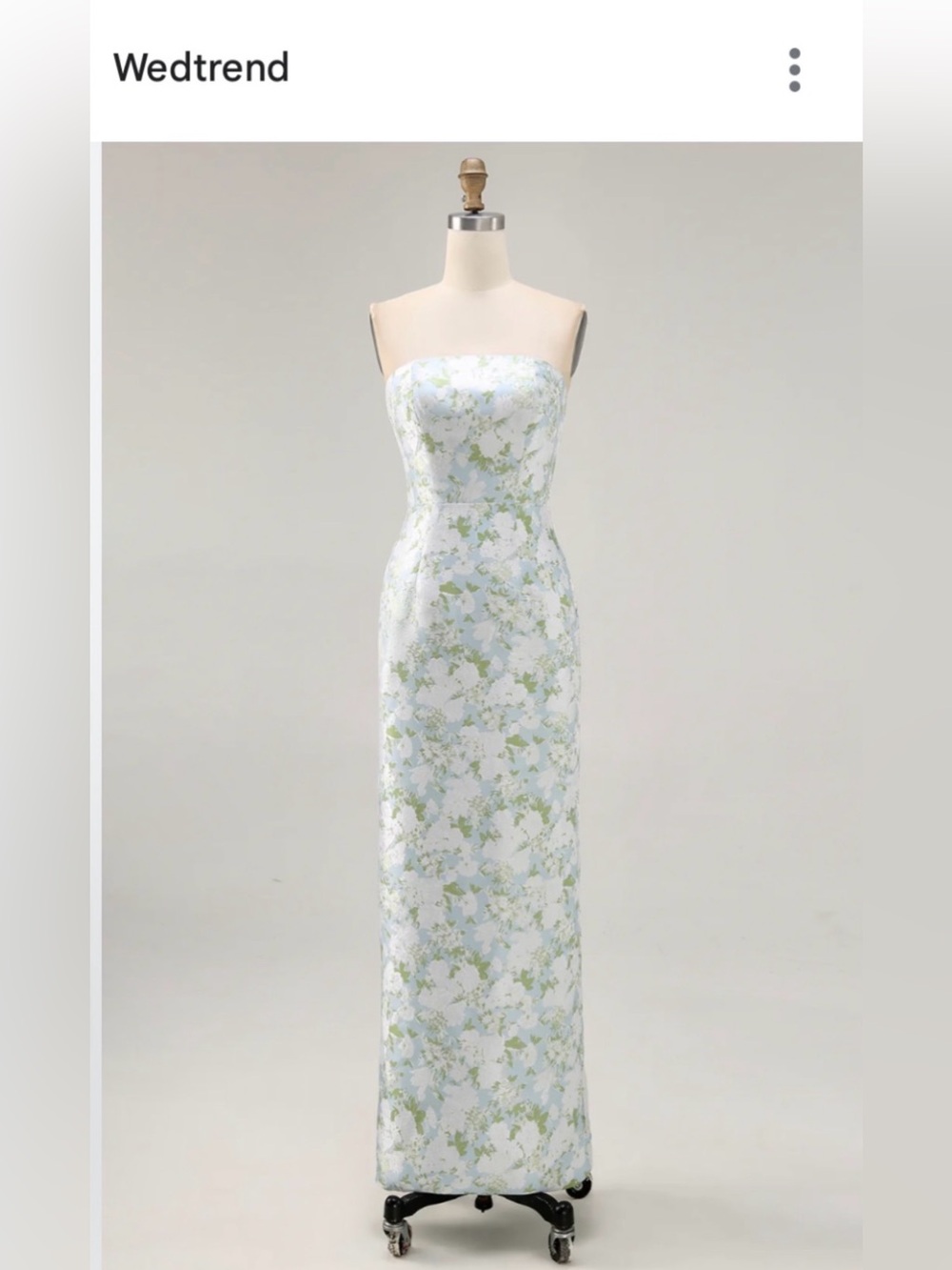 Wedtrend Strapless Floral Sheath Dress Pale Blue& Light Green - Sz 6 left
